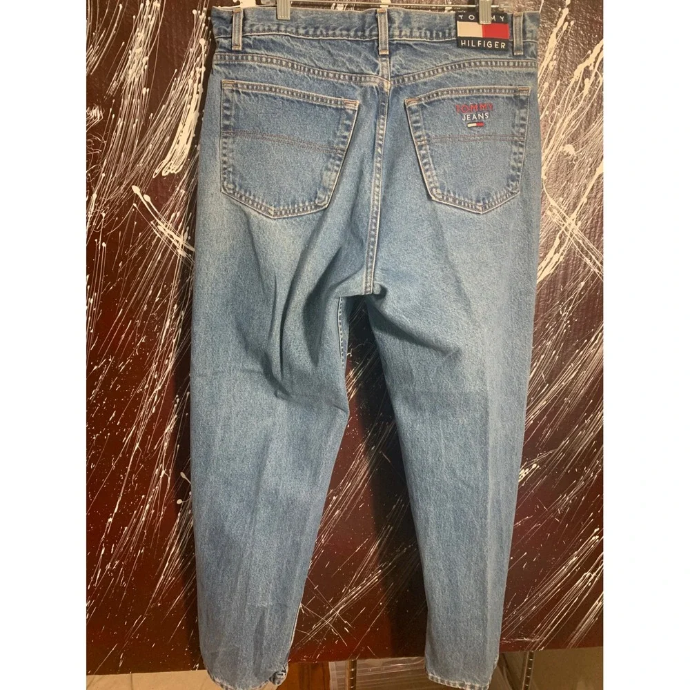 Vintage Tommy Hilfiger Tommy Jeans Light Wash Straight Leg Denim 38x32 Mens 90s